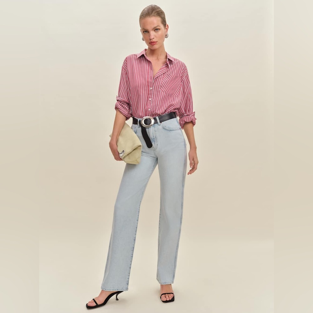 Reformation Val 90s Mid Rise Straight  Core Sashta Jeans light wash Sz 26 - Picture 2 of 7